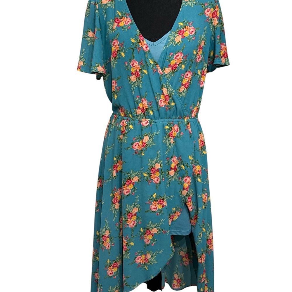 Charlotte Russe Teal Floral High Low Dress
